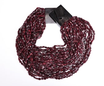 Multi-Strand Purple Color Beads Necklace