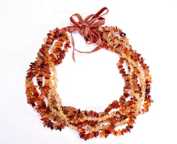Multi-Strand Carnelian Chip Citrus Sunshine Beaded Necklace