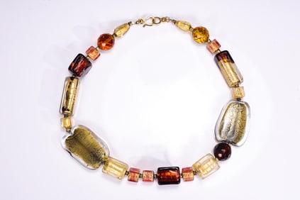 Murano Chunky Colorful Glass Beads With 925 Clasp Necklace