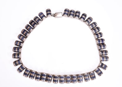 Mexican J Gomez Lapis Or Onyx Sterling Silver Necklace