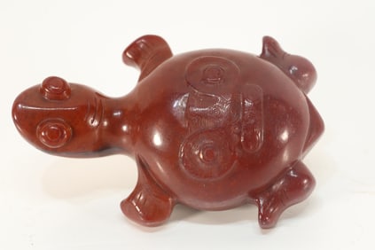 Liangchu Jade Carved Beast Face Pattern Turtle Shape Ornament