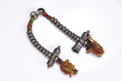 Tibetan Bell And Vajra Silver Mala Counter