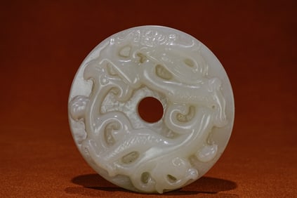 Jade Dragon Bi Pendant