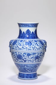 Blue and White Flower with Branch Pattern Porcelain Zun