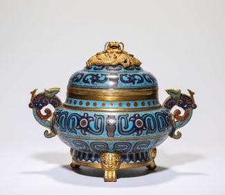 Bronze Cloisonne Dragon Ears Incense Burner