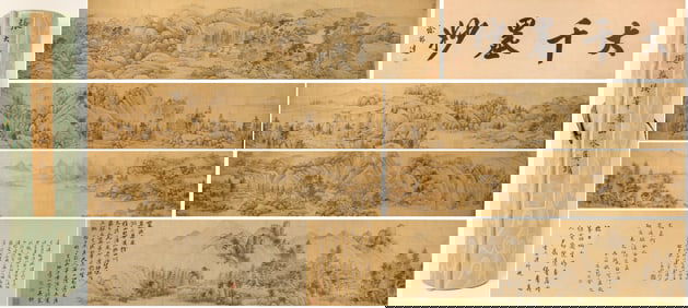 Chinese Drawing Landscape Hand Scroll,Zhang Daqian Mark