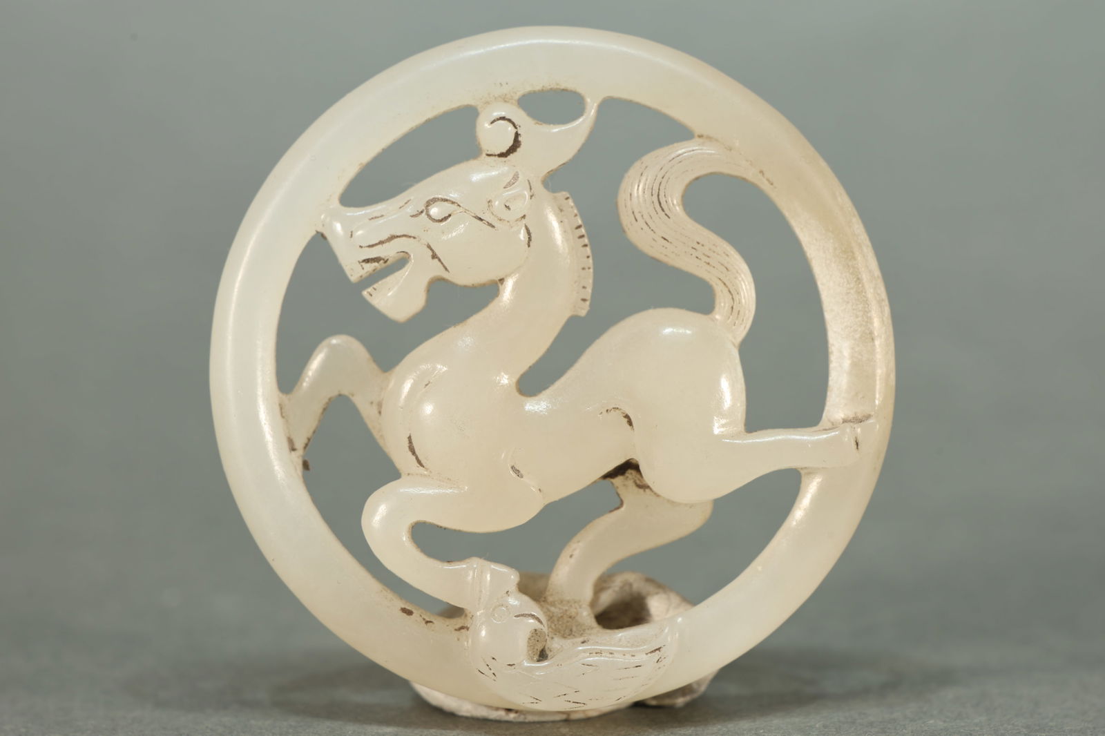 Jade Carved Horse Shape Bi (1 of 4)