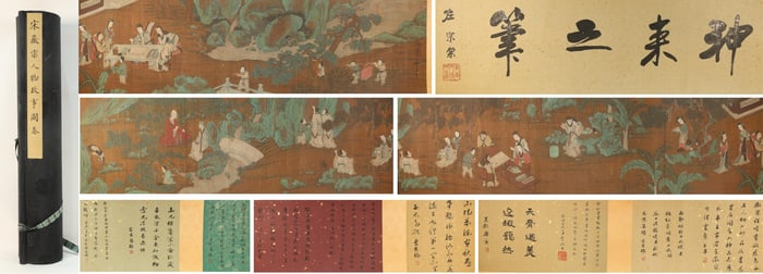 Chinese Drawing Character Story Hand Scroll,Song Huizong Mark