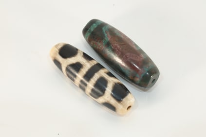 Pair of Agate Dzi Bead