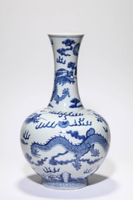 Blue and White Dragon Pattern Porcelain Vase