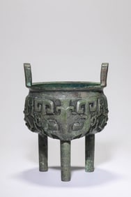 Chinese Bronze Beast Face Pattern Ding