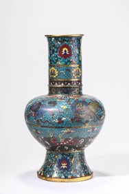 Bronze Cloisonne Beast with Wave Pattern Vase