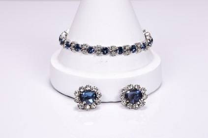Cobalt Blue Rhinestones Costume Jewelry