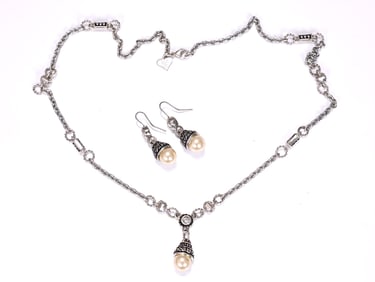 Judith Ripka Sterling Silver Necklace And Dangle Earrings