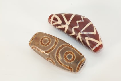 Pair of Agate Dzi Bead