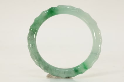 Jadeite Carved Bamboo Pattern Bangle