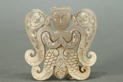 Jade Carved Character Shape Ornament