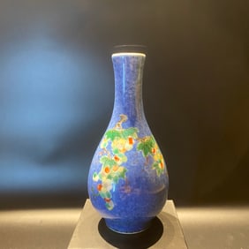 Blue Base Grape Pattern Porcelain Vase