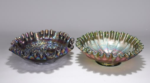 Set Of 2 Carnival Glass Dishes Or Bowls