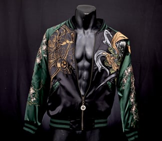 Vintage Embroidery Silk Reversible Men's Bomber Jacket Coat