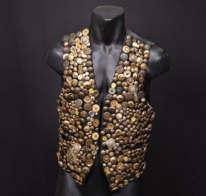 Vintage Chic Black Vest Of "Buttons On" Inspired By Beau McCAll