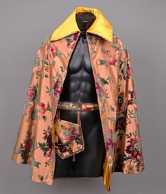 Vintage Patchwork Silk Blend Jacquard Robe With Bag