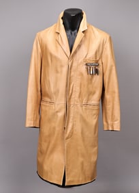 Vintage Perry Ellis Brown Lamb Leather Men's Coat Size S