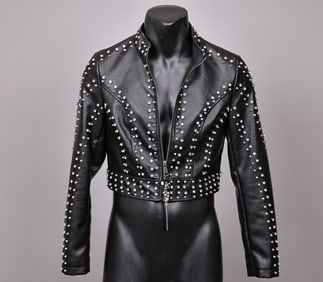 Azalea Wang Stud Detail Faux Leather Moto Jacket