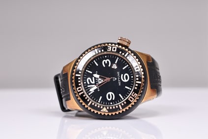 Swiss Legend Neptune Black And Gold Silicone Watch In Box
