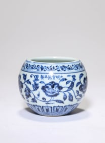 Blue and White Flower Branch Porcelain Washer