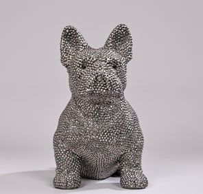 Rhinestone French Bulldog Ceramic Coin Bank Statue