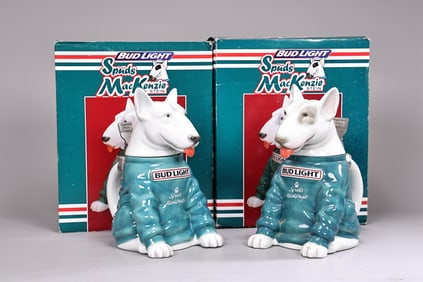Pair Of Bud Light Spuds Mackenzie Stein Beer Glasses In Boxes