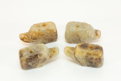 Group of Four Jade Carved Elephant Shape Ornament