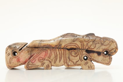 Jade Carved Tiger Shape Ornament