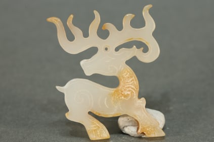Jade Carved Deer Shape Ornament
