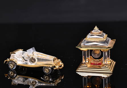 Swarovski Crystal Memories Journeys Gold Japanese Temple, Classic Car: Swarovski Crystal Memories Journeys Gold Japanese Temple, Classic Car (4 x 4 x 4.5 cm, 7 x 3 x 2 cm)