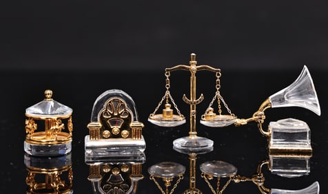 Swarovski Crystal Memories Balance Scale, Gramophone, Radio,Carousel Miniature