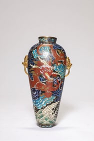 Bronze Cloisonee Dragon Pattern Wall Vase