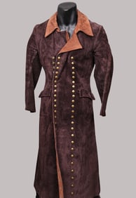 Vintage 70s Brown Buttons Suede Leather Coat, Leather Hamlet