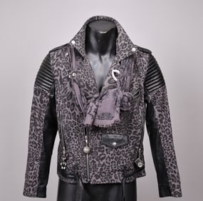 Jonny Cota Studio Leopard Print Biker Jacket Size S
