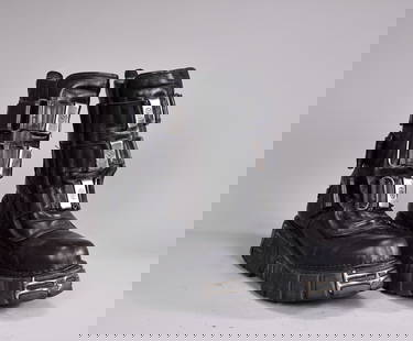 New Rock Metallic Leather Black Gothic Boots EU44: New Rock Metallic Leather Black Gothic Boots EU44 (Size EU44)