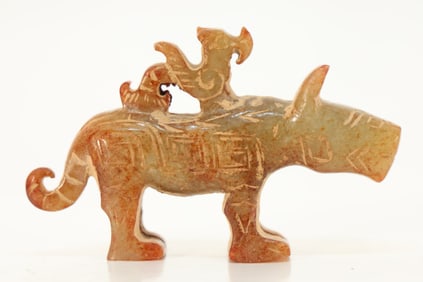 Jade Carved Beast and Bird Shape Ornament