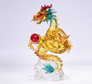 Swarovski Crystal Auspicious Dragon Figurine With Box