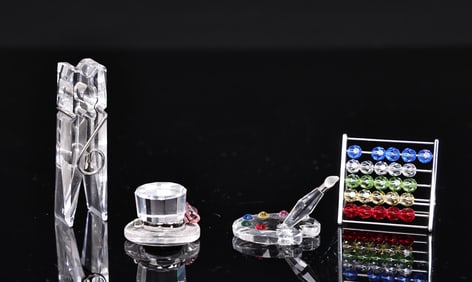 Swarovski Crystal Memories Abacus, Painter's Palette, Hat, Clothespin Miniature