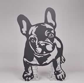French Bulldog Steel Sculpture Wall Decoration