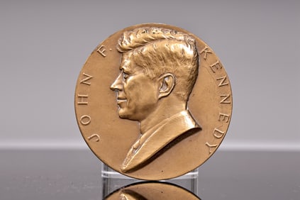 Vintage Huge 1961 JFK Kennedy Brass Medal