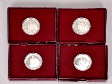 Four US Mint 1982 Silver Half Dollar Washington Proof Commemorative Coins