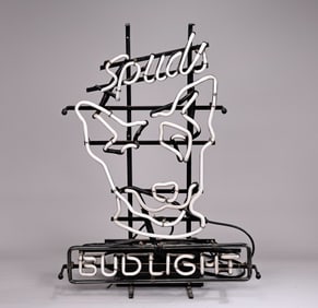 Spuds Mackenzie Beer Logo Bud Light Neon Sign Lamp, Light Bulb Broken