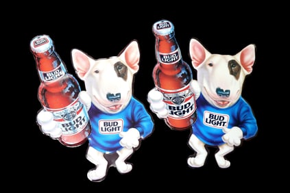 Pair Of Spuds Mackenzie Tin 1989 Bud Light Metal Sign
