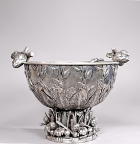 Richard Cipolla Italian Pewter Centerpiece Bowl With Spoon